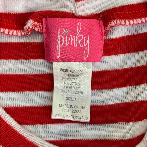 PINKY I Love Santa Christmas Dress Girls 6 Retro Drop Waist Candy Cane Stripes - Picture 7 of 8